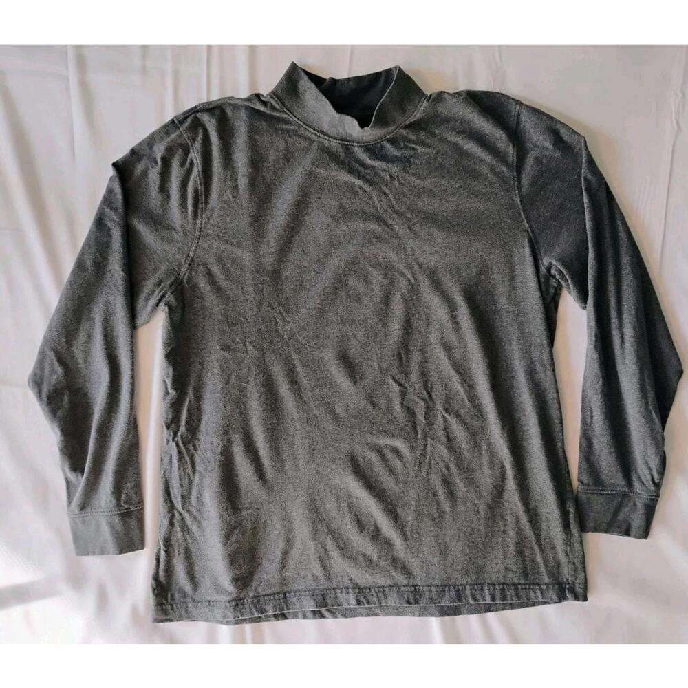 Lot of 2 L.L. Bean Turtleneck  Mock Turtle Neck Long Sleeve 100% Cotton Grey
